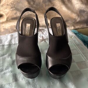 Vera Wang Black Women's Slingback Platform Heels